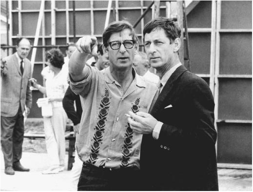 John (left) and Ray Boulting on the set of Heavens Above!