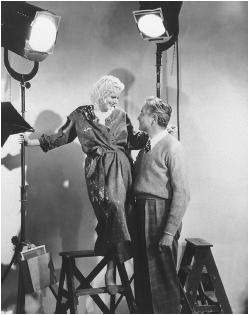 Victor Fleming and Jean Harlow on the set of Reckless
