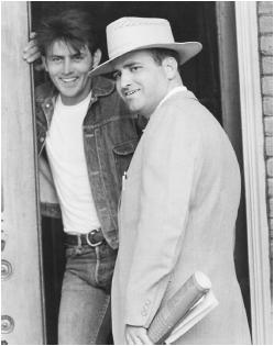 Terrence Malick (right) and Martin Sheen on the set of Badlands