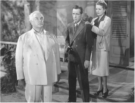 Sydney Greenstreet left with Humphrey Bogart and Mary Astor in Across the 