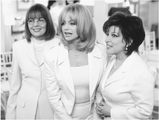 Goldie Hawn (center) with Diane Keaton and Bette Midler (right) in The First Wives Club