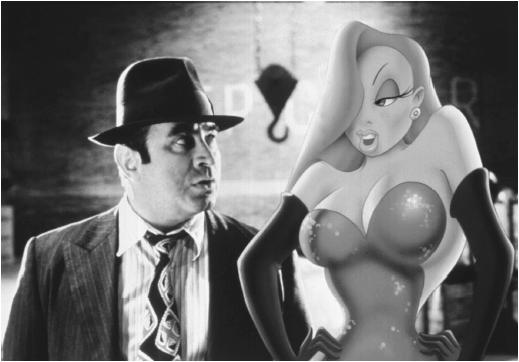 Bob Hoskins with Jessica in Who Framed Roger Rabbit?
