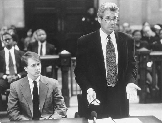 Edward Norton (left, seated) with Richard Gere in Primal Fear