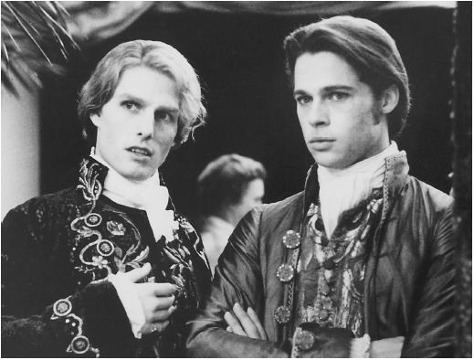 Brad Pitt (right) with Tom Cruise in Interview with the Vampire