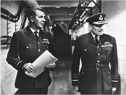 Michael Redgrave (left) with Laurence Olivier in The Battle of Britain